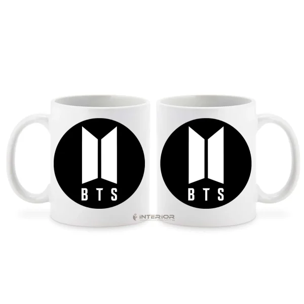 "BTS LOGO" Printed White Ceramic Coffee Mug.