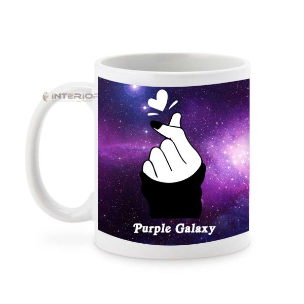 "BTS Logo Purple Galaxy" Printed White Ceramic Mug. - Image 3