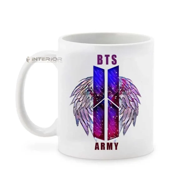 "BTS LOGO" Wings Printed White Ceramic Mug. - Image 5