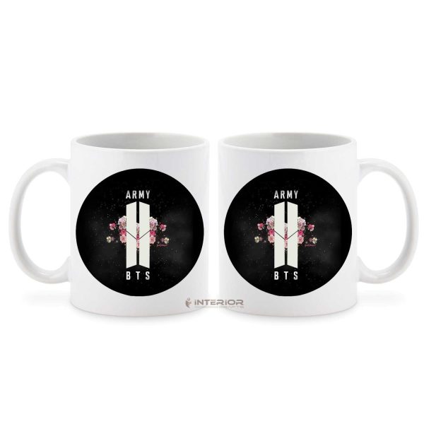 "BTS Dark" Printed White Ceramic Coffee Mug.