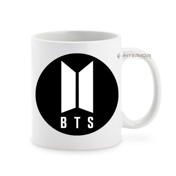 "BTS LOGO" Printed White Ceramic Coffee Mug. - Image 3