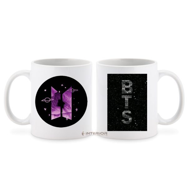 "BTS Black LOGO" Printed White Ceramic Mug.