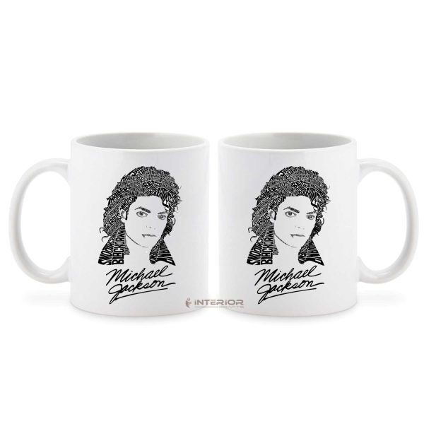 Michael Jackson Art Picture Printed White Ceramic Mug.