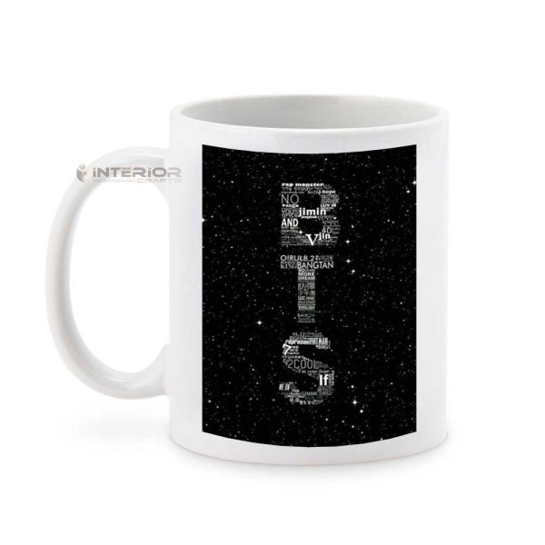 "BTS Black LOGO" Printed White Ceramic Mug. - Image 4