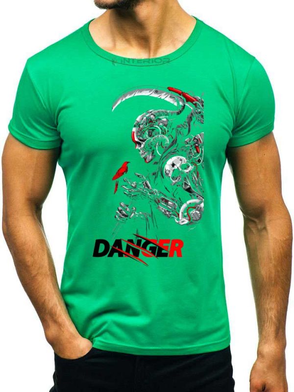 "DANGER " Printed T- Shirt For Men Half Sleeve Round Neck T-Shirt. - Image 4