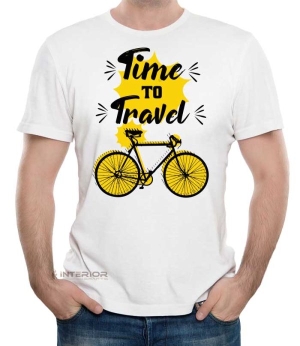 "Time To Travel" Printed T- Shirt For Men Half Sleeve Round Neck T-Shirt.