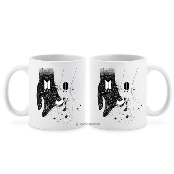 "BTS Saranghae K-Pop Fan Design" Printed White Ceramic Mug.