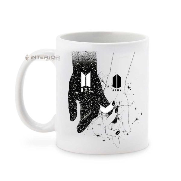 "BTS Saranghae K-Pop Fan Design" Printed White Ceramic Mug. - Image 3