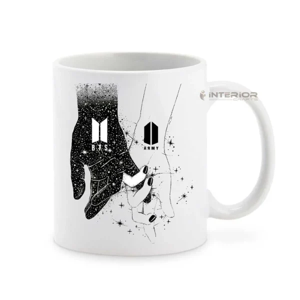 "BTS Saranghae K-Pop Fan Design" Printed White Ceramic Mug. - Image 2