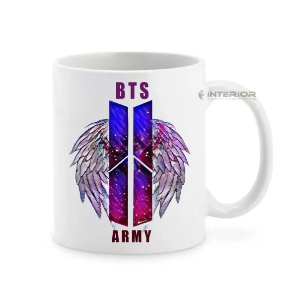 "BTS LOGO" Wings Printed White Ceramic Mug. - Image 4