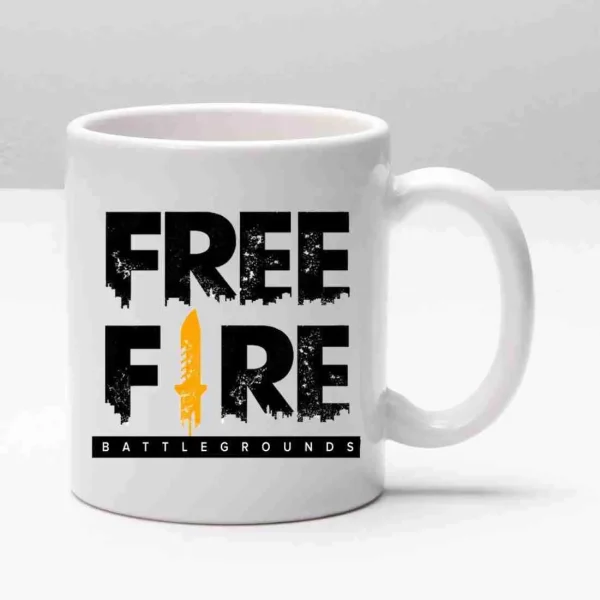 "Free-Fire" Beautiful Design White Ceramic Coffee Mug.