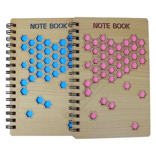 Wooden Diamond Design Spiral Notebook.