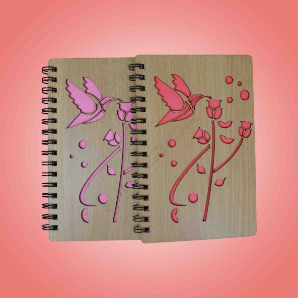 Wooden Birds And Rose Spiral Notebook.