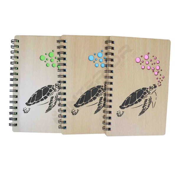 Wooden Spiral Notebook Turtle.