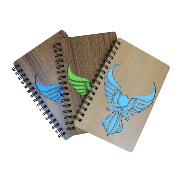 Wooden Bird Shape Spiral Notebook.