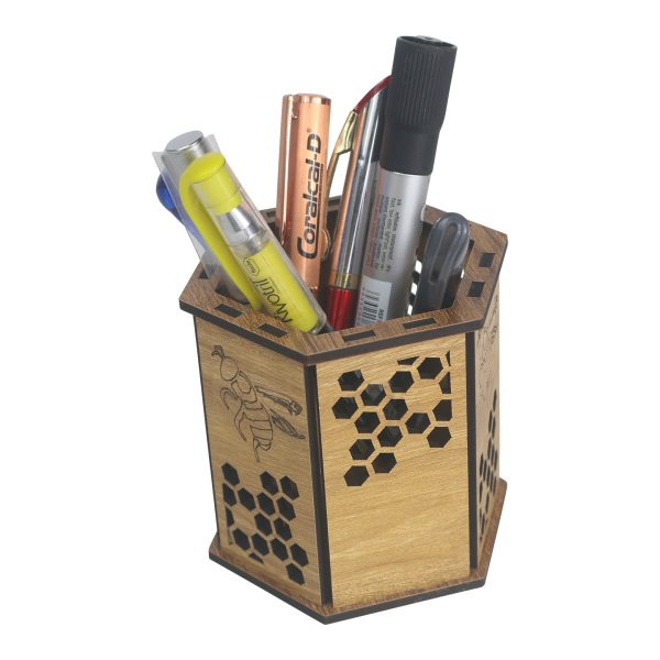 "Honey Bee wooden pen/pencil Holder Decorative Desk Organizer."