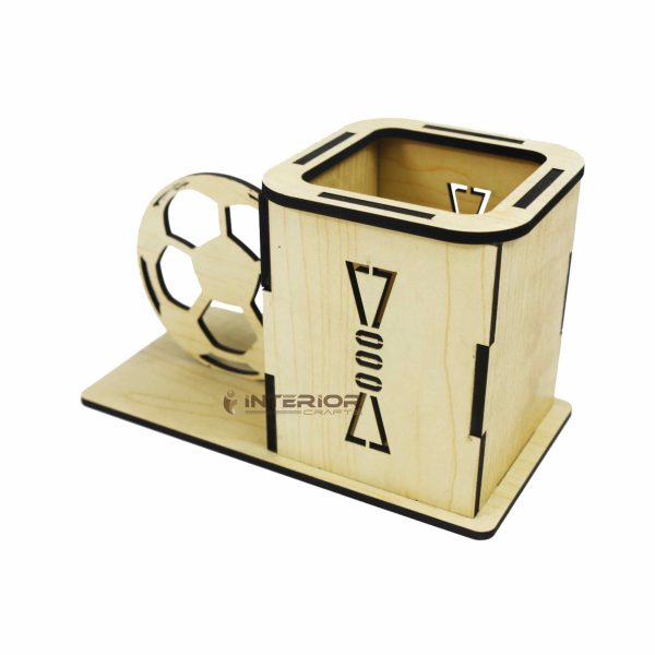 "Pen/Pencil Holder Wooden Soccer Shaped Holder Football Style Pen Holder" - Image 3