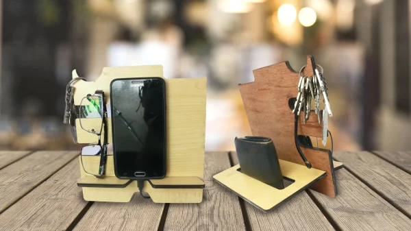 "Wooden docking station"