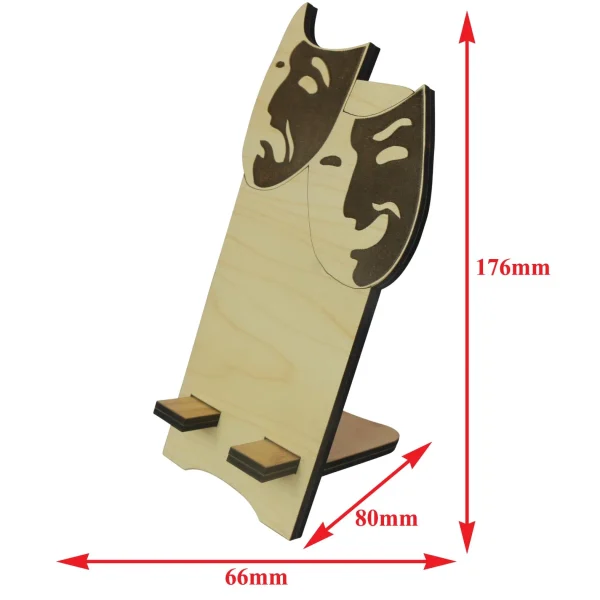 "Wooden Phone Stand Joker Face Engraving" - Image 5