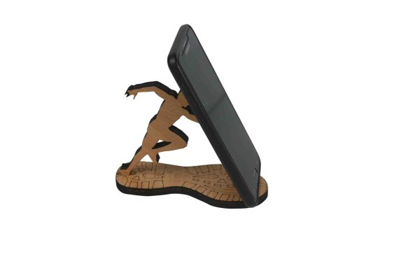 "Wooden Man Running Style Phone Stand"