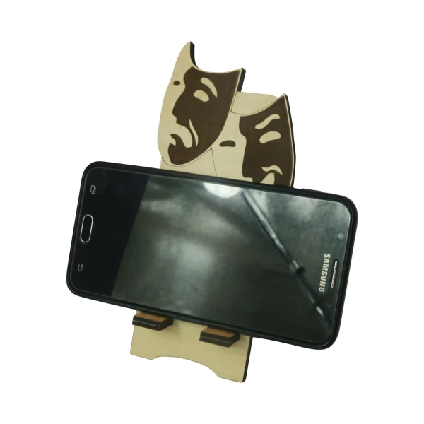 "Wooden Phone Stand Joker Face Engraving" - Image 3