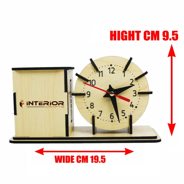 "Wooden Royal Style Clock With Desk Organizer" Elegant Desk Accessory - Easy To Use and Clean - A Unique Choice For Your Workspace - Image 4