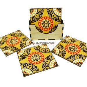 "Colorful Printed PVC Coasters" Waterproof Durable Set of (6 Pieces).