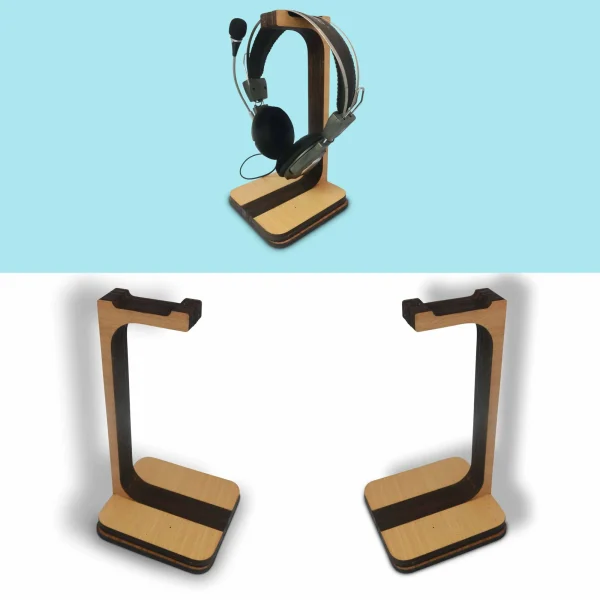 "Wooden headphone holder/stand"