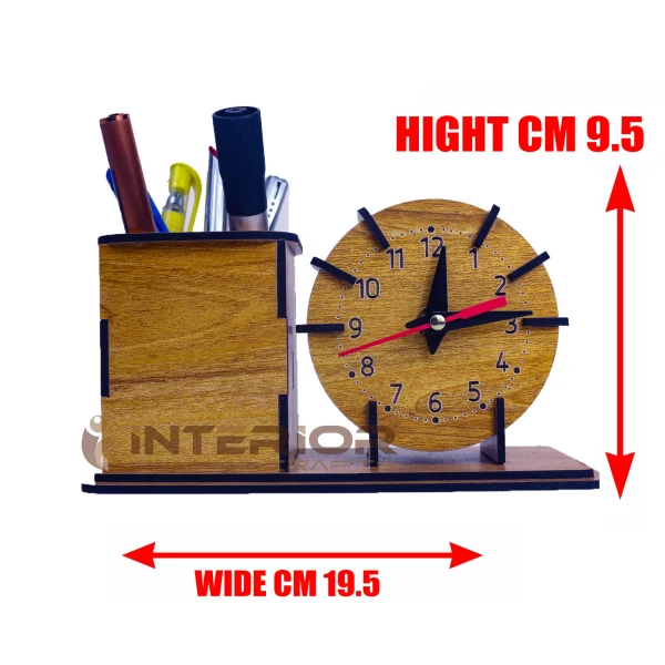 “Wooden Royal Style Clock With Desk Organizer” Elegant Desk Accessory – Easy To Use and Clean – A Unique Choice For Your Workspace - Image 4