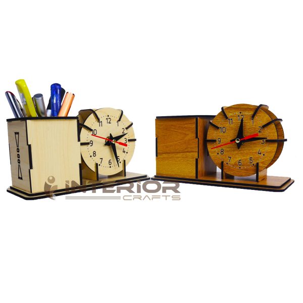 “Wooden Royal Style Clock With Desk Organizer” Elegant Desk Accessory – Easy To Use and Clean – A Unique Choice For Your Workspace - Image 5