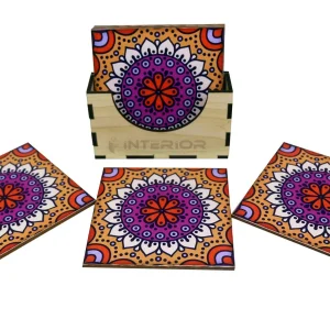 "Colorful Printed PVC Coasters" Waterproof Durable Set of (6 Pieces).
