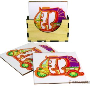 "Colorful Printed PVC Coasters" Waterproof Durable Set of (6 Pieces).