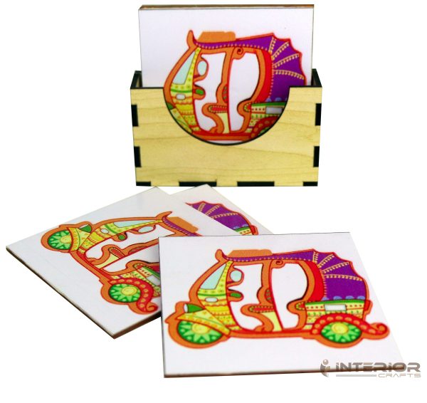 "Colorful Printed PVC Coasters" Waterproof Durable Set of (6 Pieces).