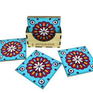 "Colorful Printed PVC Coasters" Waterproof Durable Set of (6 Pieces).