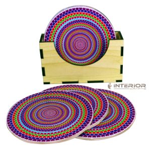 "Colorful Printed PVC Coasters" Waterproof Durable Set of (6 Pieces).
