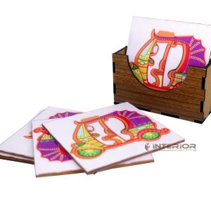 "Colorful Printed PVC Coasters" Waterproof Durable Set of (6 Pieces).