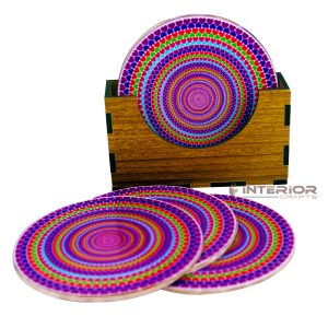 "Colorful Printed PVC Coasters" Waterproof Durable Set of (6 Pieces).