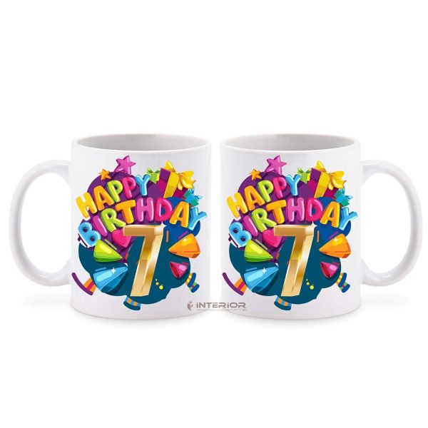 "Happy Birthday 7 Year's" 3D Printed Ceramic Mug.