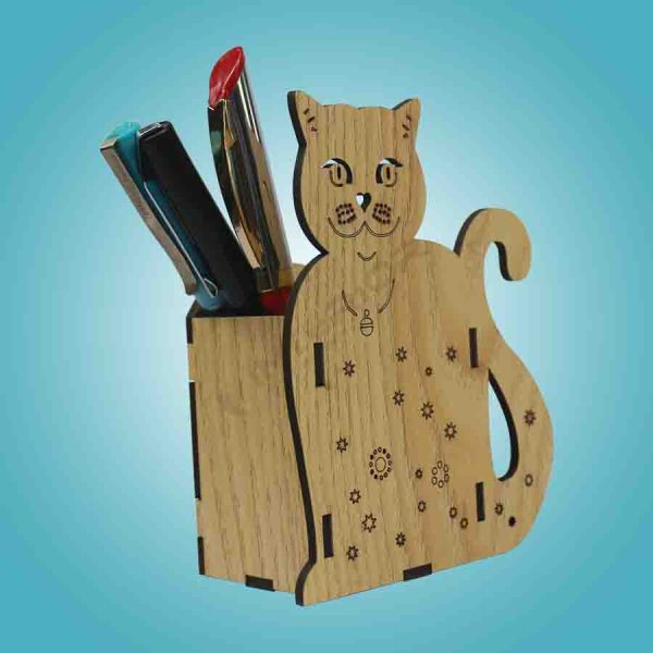 "Wooden Cute Cat Shape Pen Holder For Children"  - Image 4
