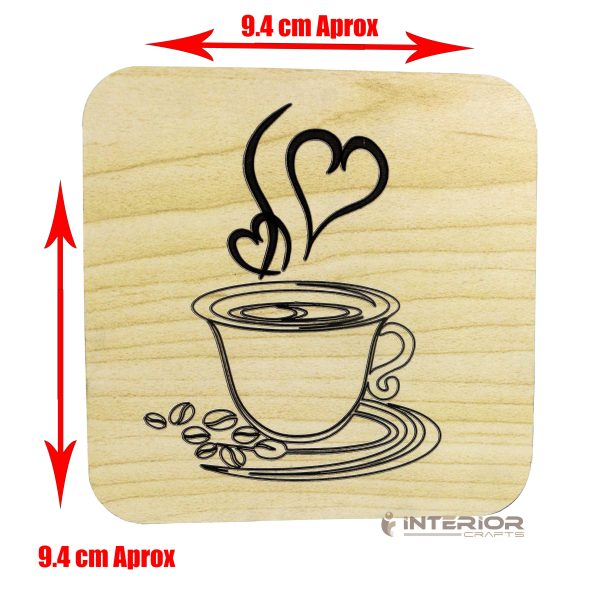 Wooden Board Engraved "Life Happens Coffee Helps" "Wooden Tea Coaster Set - (6pcs)" - Image 3