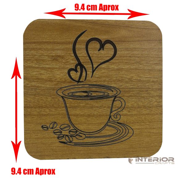 Wooden Board Engraved "Life Happens Coffee Helps" "Wooden Tea Coaster Set - (6pcs)" - Image 2