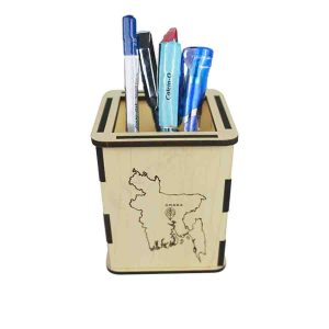 "Wooden Pen holder Bangladesh Map and Smr̥tisaudha/Memorial"