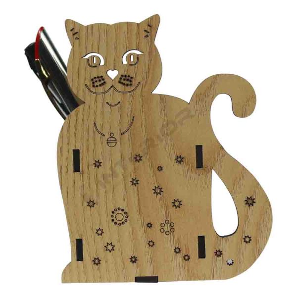 "Wooden Cute Cat Shape Pen Holder For Children" 