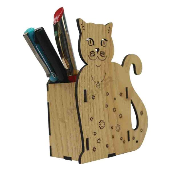 "Wooden Cute Cat Shape Pen Holder For Children"  - Image 5