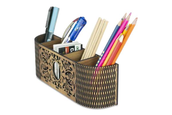 "Wooden Unique Multi Desk Organizer" Multi-Functional Stationary Holder. - Image 4