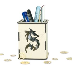 "Wooden Dragon Pen Holder"