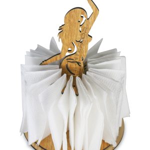"Wooden Women Shape Table Tissue Holder"