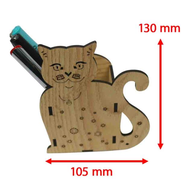 "Wooden Cute Cat Shape Pen Holder For Children"  - Image 2