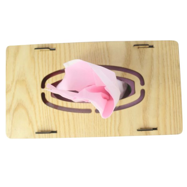 Wooden Tissue Box Cover, Rectangular Facial Tissue Holder (White) - Image 2