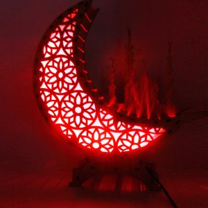 "Wooden Ramadan Night Light Moon" READ Color